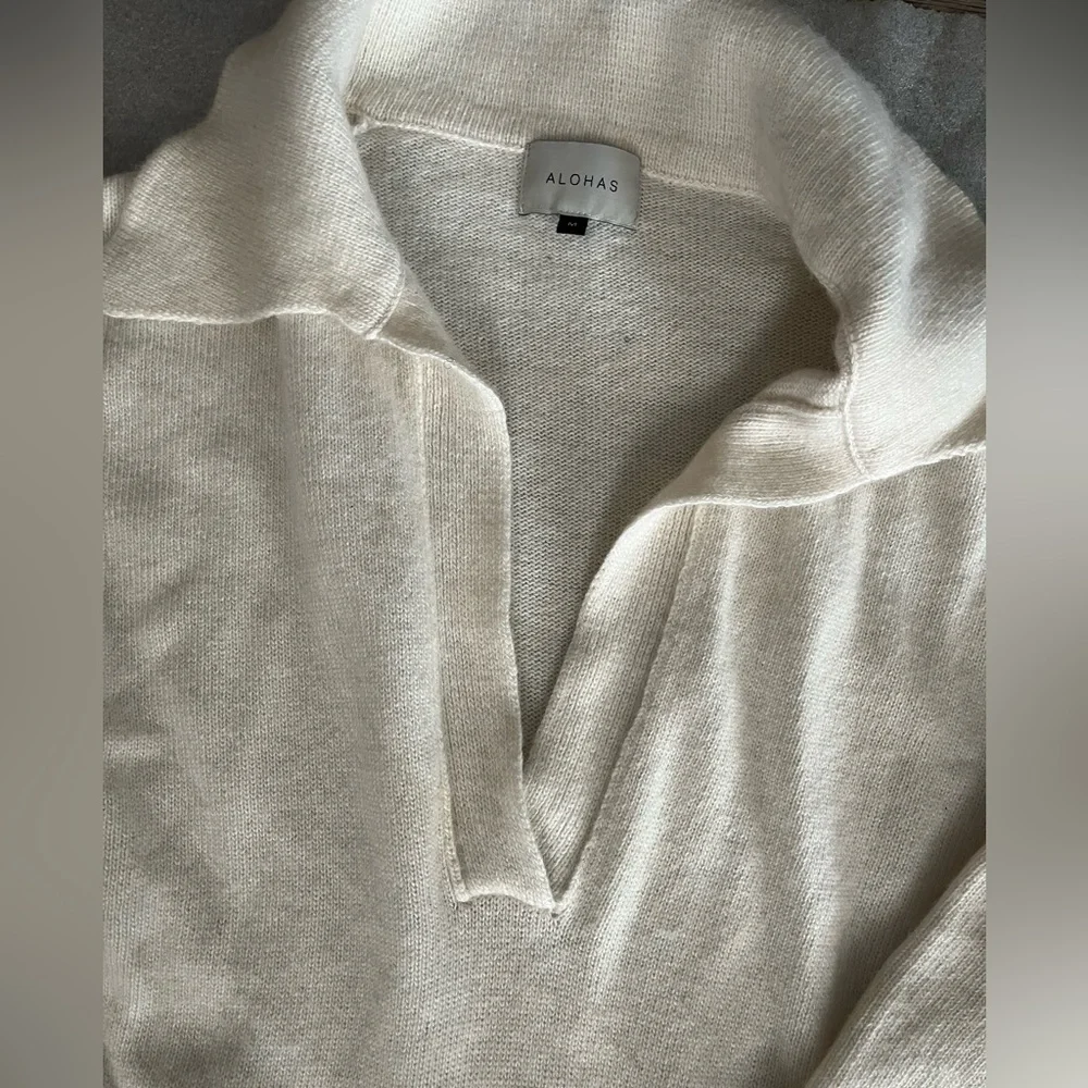 [M]ALOHAS Cream Flare Leg Wool Blend knit Jumpsuit Y2K Flared Leg - Picture 4 of 12